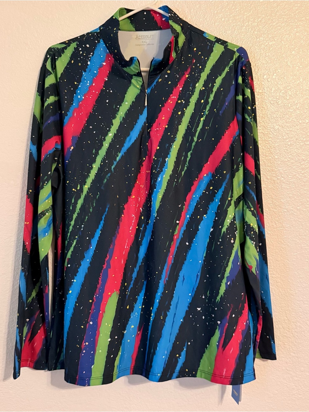 AceGolfs Womens XXL Long sleeve Golf Pullover Shirt - Cool Retro Print UPF 50+